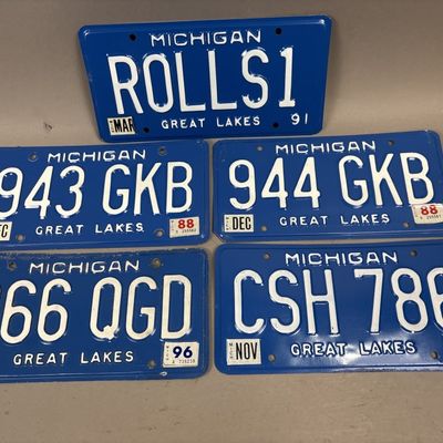 Lot 5 80s Michigan Rolls Royce License Plates