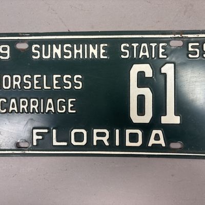 1959 Florida Horseless Carriage 61 License Plate