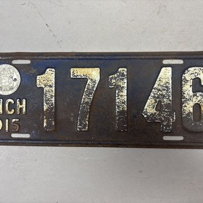1915 Michigan 17146 Vintage License Plate