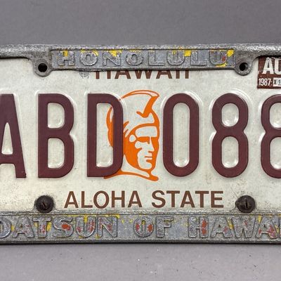 1987 Hawaii Datsun of Hawaii License Plate & Frame