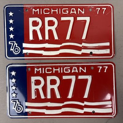Pair 1977 Rolls Royce Michigan Personalized Plates