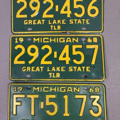 Lot 3 1968 Trailer Michigan License Plates