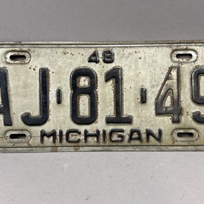 1948 Michigan AJ-81-49 Vintage License Plate