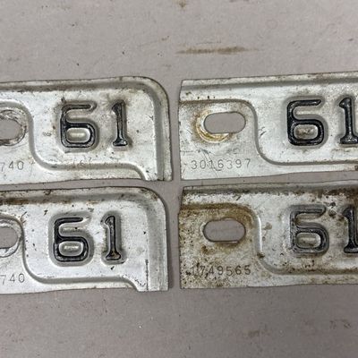 Lot of 4 1961 Michigan License Plate Renewal Tags