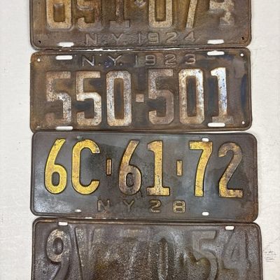 Lot 4 20s 1923 24 26 28 New York License Plates