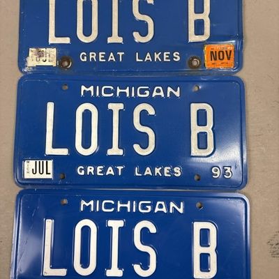 Lot of 3 Michigan Lois B Personalized License Plates