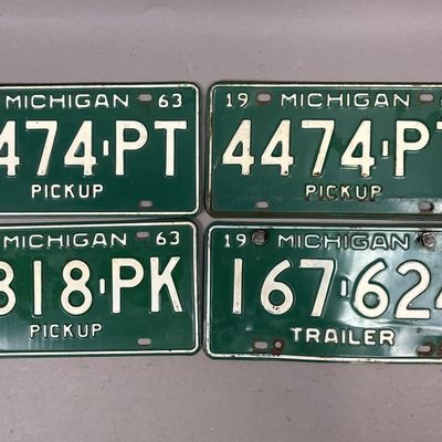 Lot 4 1963 Pickup Trailer Michigan License Plates
