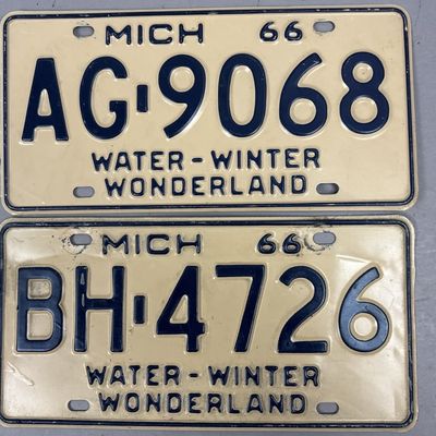 Pair of 1966 Michigan AG-9068 BH-4726 Plates