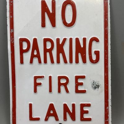 18"x12" No Parking Fire Lane Embossed Metal Sign