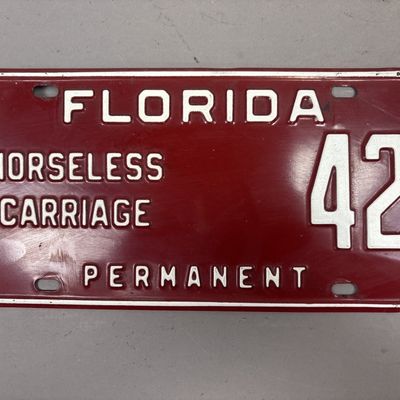 Florida Permanent Horseless Carriage License Plate