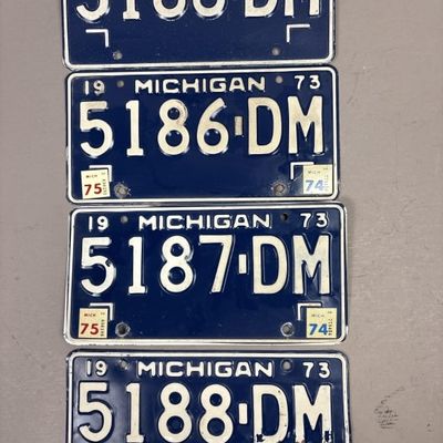 5186 87 88 DM Pair & Consecutive Michigan Plates