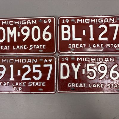 Lot of 4 1969 Michigan Trailer License Plates