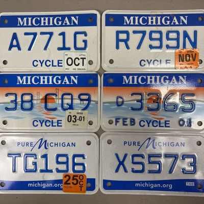 Lot of 6 Variety of Michigan Motorcycle Plates