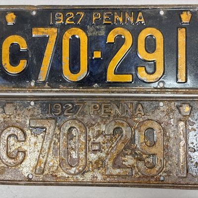 Pair of 1927 Pennsylvania C70-291 License Plates