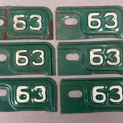 3 Pairs 1963 Michigan License Plate Renewal Tags