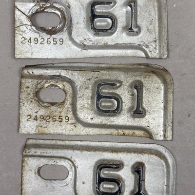 Lot of 3 1961 Michigan License Plate Renewal Tags