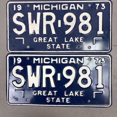 Pair of 1973 Michigan SWR-981 License Plates