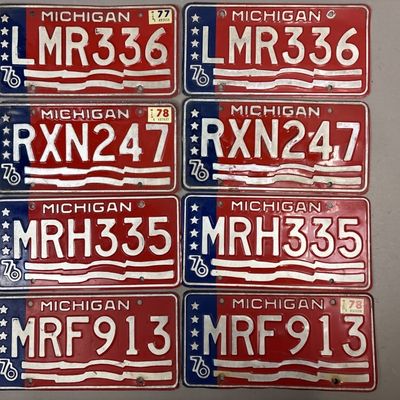 4 Pairs 1976 Michigan License Plates