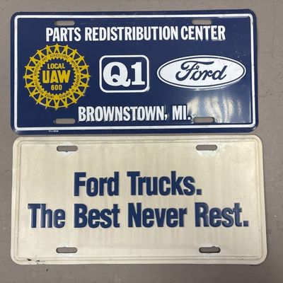 Pair of Ford Motor Co Local UAW 600 License Plates