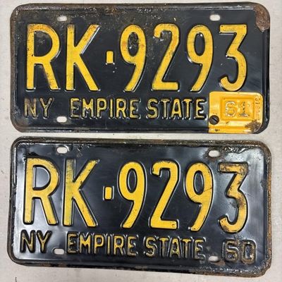 New York 1960 Empire State RK-9293 License Plate