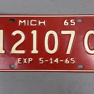 1965 Michigan 12107C Exp 5-14-65 License Plate
