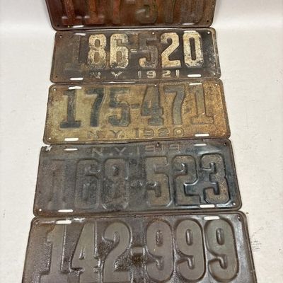 Lot 5 1910s 20s New York Vintage License Plates