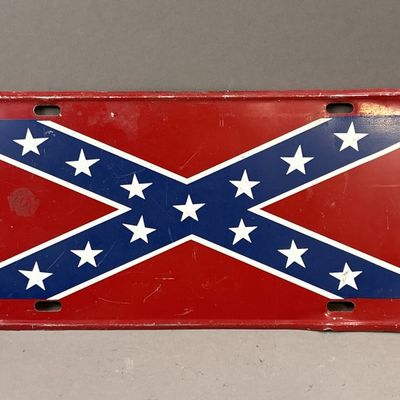 Vintage Metal Dixie Confederate Flag License Plate