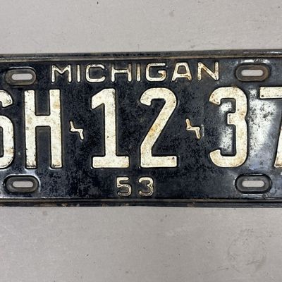 1953 Michigan SH-12-37 Antique License Plate