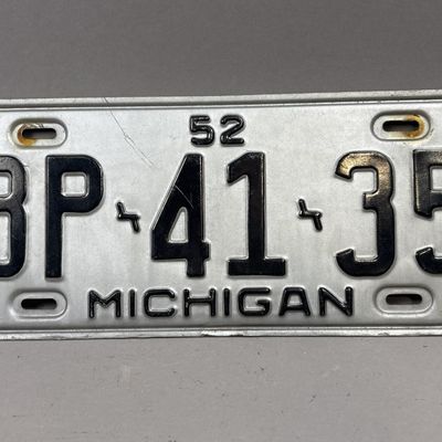 1952 Michigan BP-41-35 Vintage License Plate