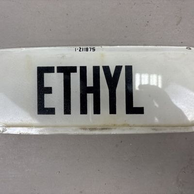 Vintage 50s Glass Ethyl Ad Gas Pump Sign