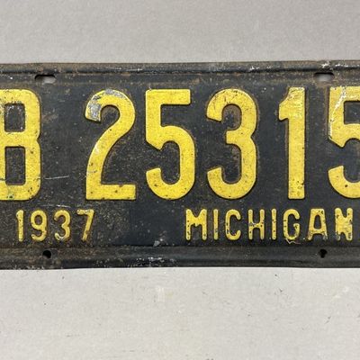 1937 Michigan B25315 Vintage License Plate