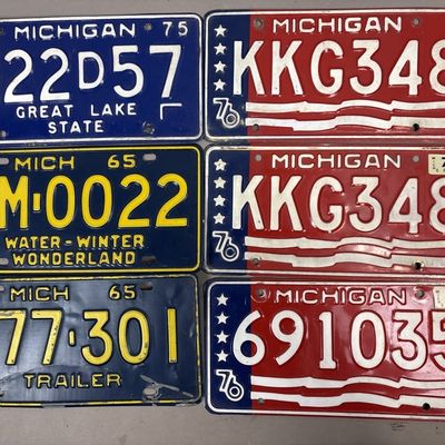Lot of 6 1960s 70s Michigan Trailer License Plates