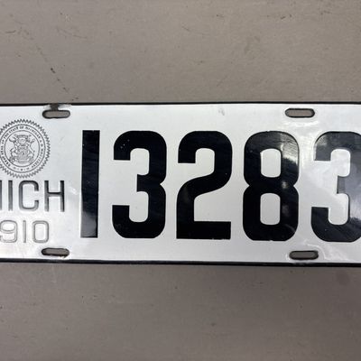 1910 Michigan 13283 Vintage License Plate