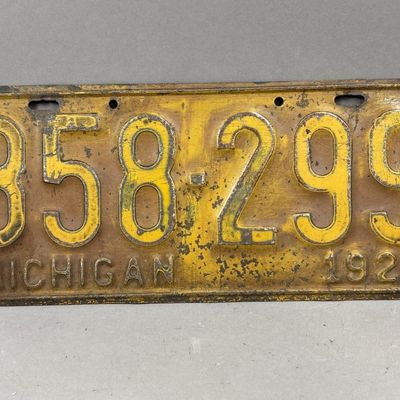 1927 Michigan 358-299 Vintage License Plate