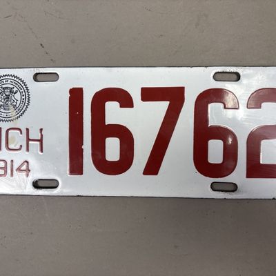 1914 Michigan 16762 Vintage License Plate