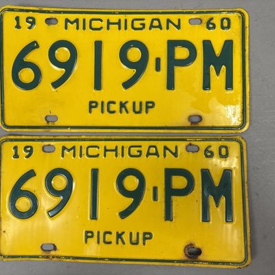 Pair 1960 Michigan Pickup 6919-PM License Plates