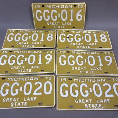 Lot 7 1970 Consecutive Michigan License Plates