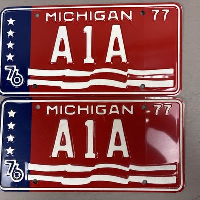 Pair 1977 A1A Personalized Michigan Plates
