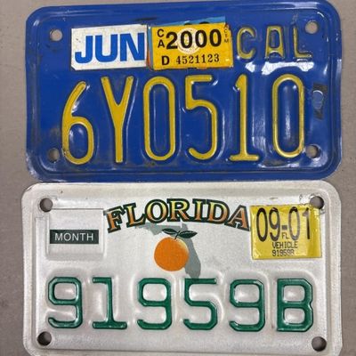 Pair Florida & California Motorcycle Plates