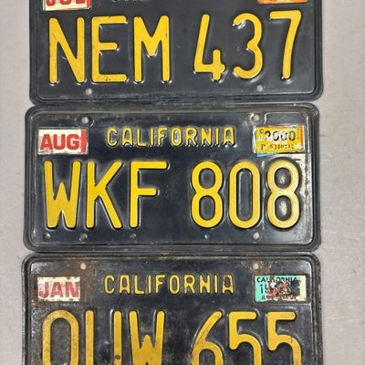 Lot 3 1963 Original California License Plates