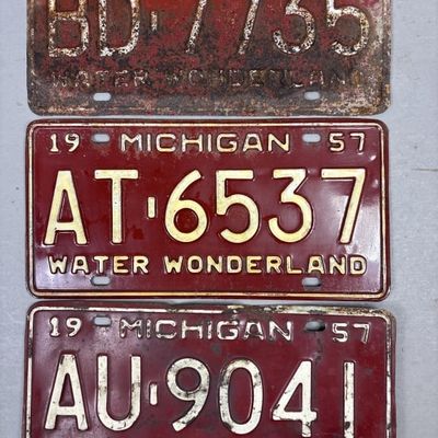 Lot of 3 1957 Michigan Water Wonderland Plates