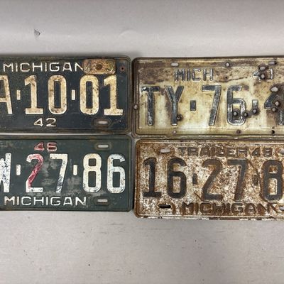 Lot 4 1940s Michigan Trailer License Plates
