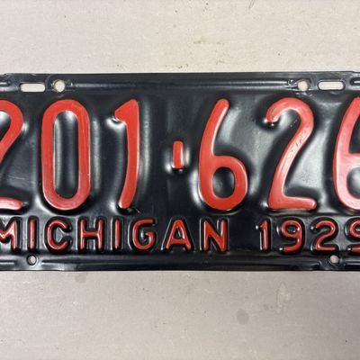 1929 Michigan 201-626 Vintage License Plate