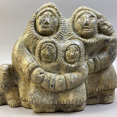 Inuit Soapstone Indigenous Family Carving