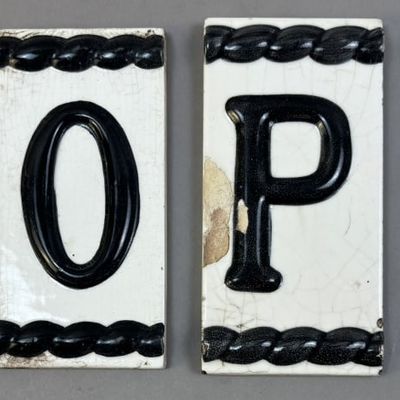 Antique 20s 6"x3" POOP Black & White Bathroom Sign