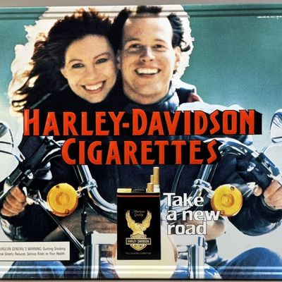 Harley Davidson Cigarettes SST Embossed Sign NOS