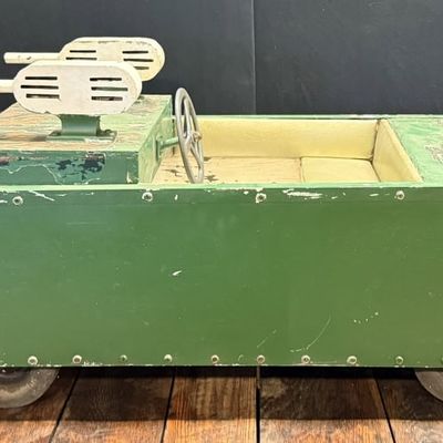 Antique 40s Carnival WW2 Era Military Tank Ride