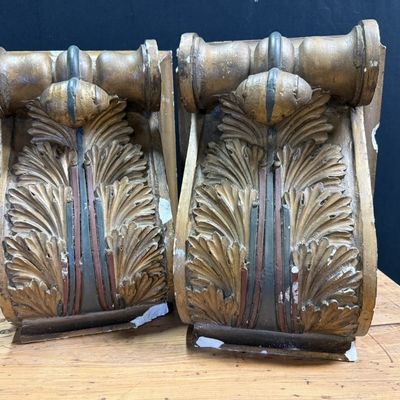 Antique Pair Original Victorian Plaster Corbels