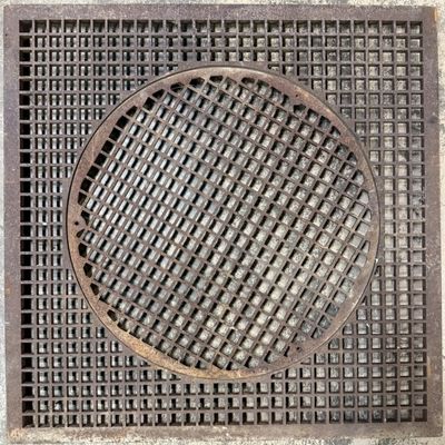 Antique Cast Iron 37"x37" Sewer Grate Drain Cover