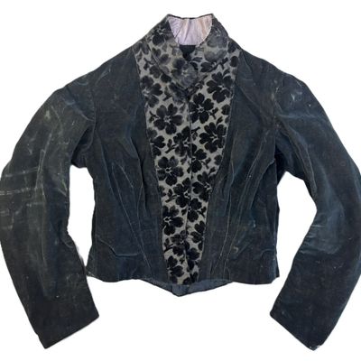 Antique Fancy Victorian Ladies Flocked Velvet Coat